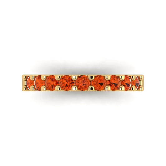 0.63 cttw Simulated Red Diamond Round Cut Yellow Gold Eternity Wedding Band