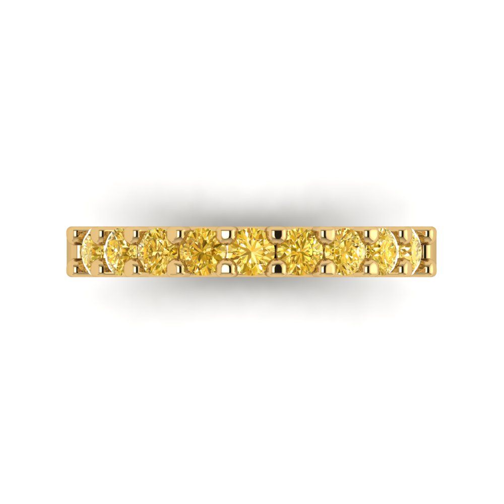 0.63 cttw Natural Citrine Round Cut Yellow Gold Eternity Wedding Band