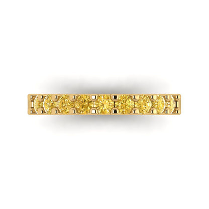 0.63 cttw Natural Citrine Round Cut Yellow Gold Eternity Wedding Band