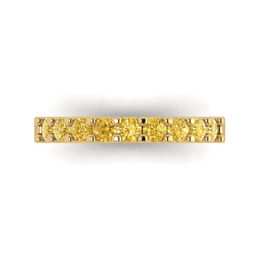 0.63 cttw Natural Citrine Round Cut Yellow Gold Eternity Wedding Band