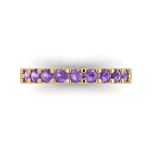 0.63 cttw Simulated Alexandrite Round Cut Yellow Gold Eternity Wedding Band