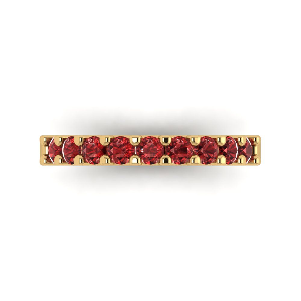 0.63 cttw Natural Garnet Round Cut Yellow Gold Eternity Wedding Band