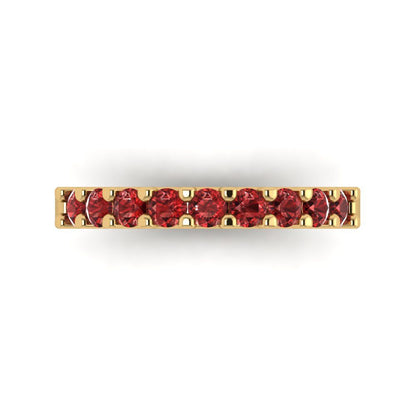 0.63 cttw Natural Garnet Round Cut Yellow Gold Eternity Wedding Band