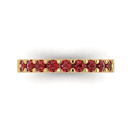 0.63 cttw Natural Garnet Round Cut Yellow Gold Eternity Wedding Band