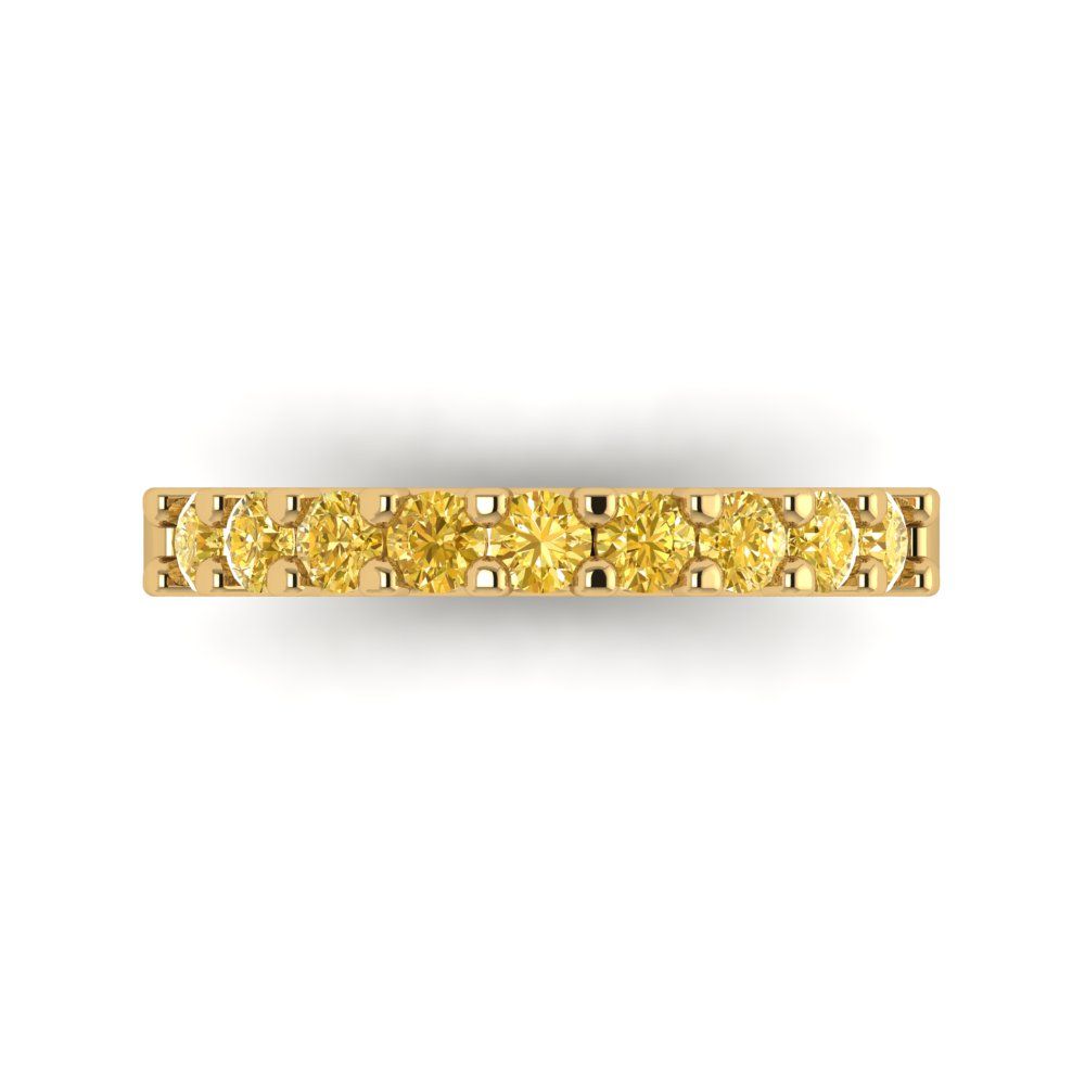 0.63 cttw Simulated Yellow Diamond Round Cut Yellow Gold Eternity Wedding Band