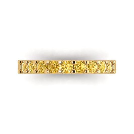 0.63 cttw Simulated Yellow Diamond Round Cut Yellow Gold Eternity Wedding Band
