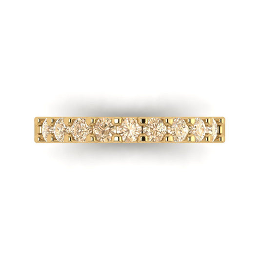 0.63 cttw Natural Morganite Round Cut Yellow Gold Eternity Wedding Band