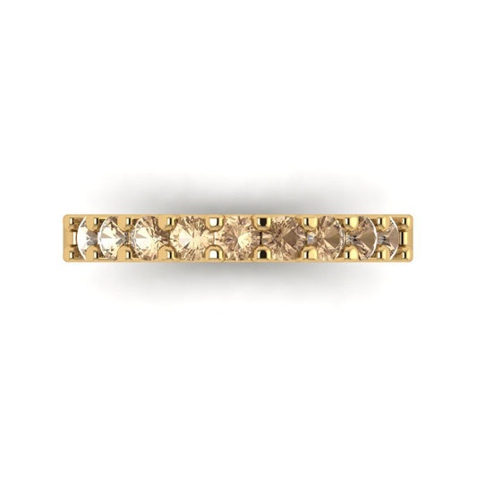 0.63 cttw Yellow Moissanite Round Cut Yellow Gold Eternity Wedding Band