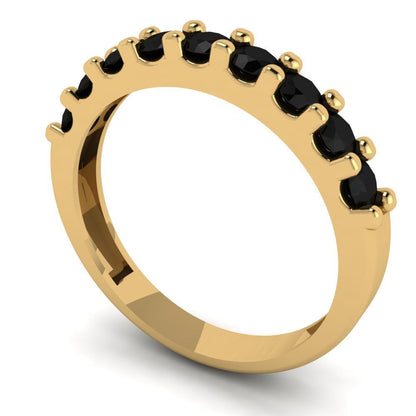 0.63 cttw Natural Onyx Round Cut Yellow Gold Eternity Wedding Band