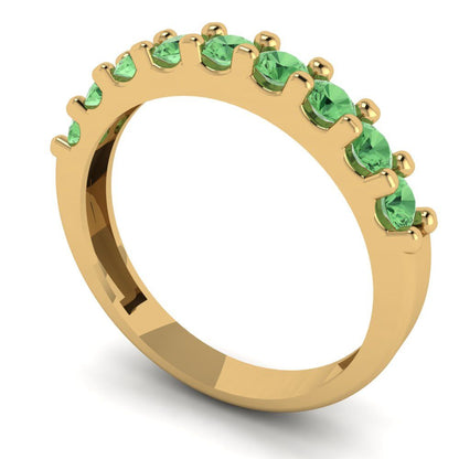 0.63 cttw Simulated Green Diamond Round Cut Yellow Gold Eternity Wedding Band