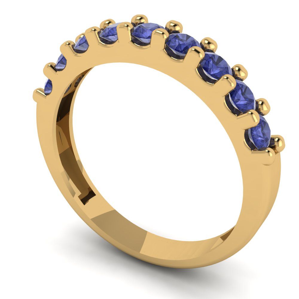 0.63 cttw Simulated Tanzanite Round Cut Yellow Gold Eternity Wedding Band