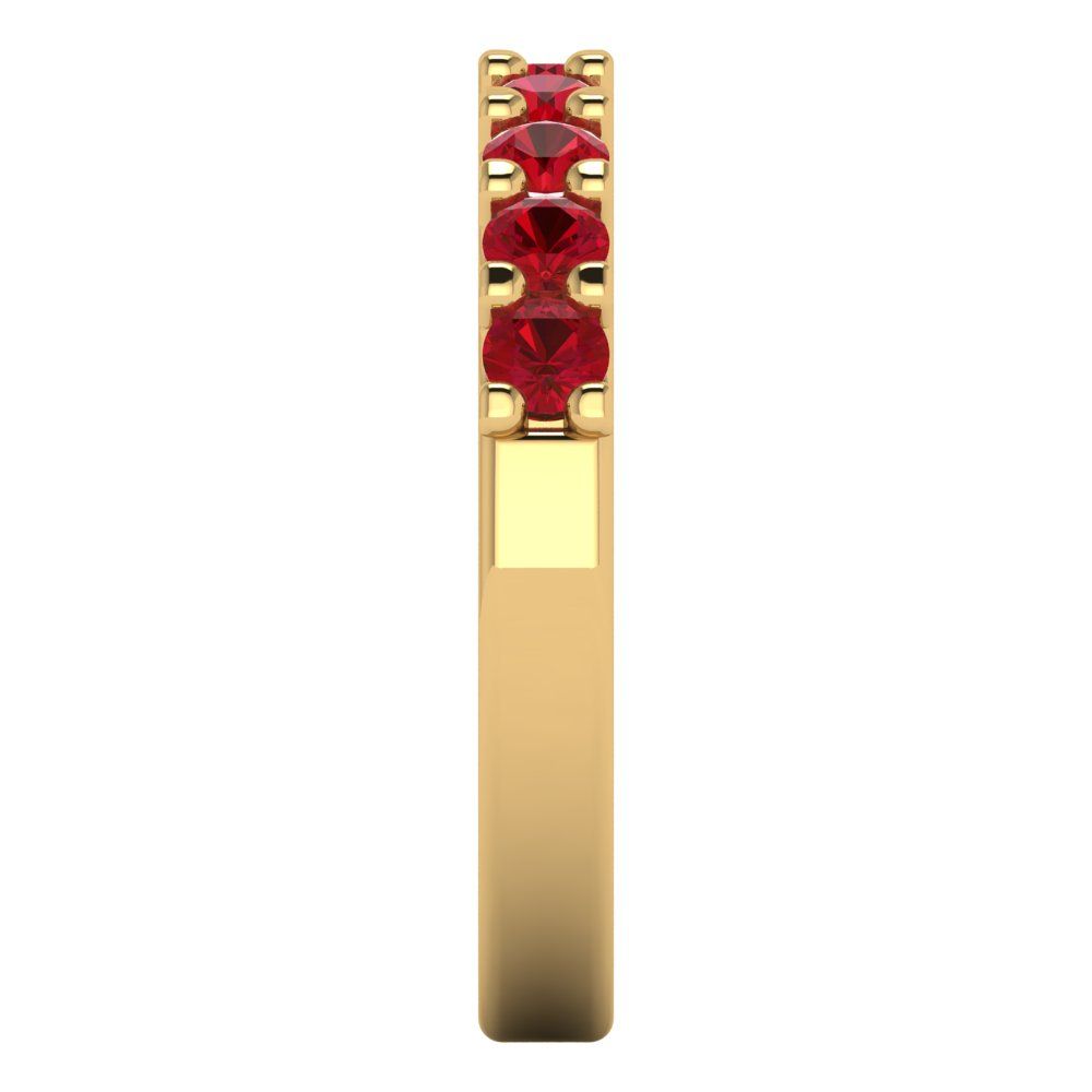 0.63 cttw Simulated Ruby Round Cut Yellow Gold Eternity Wedding Band