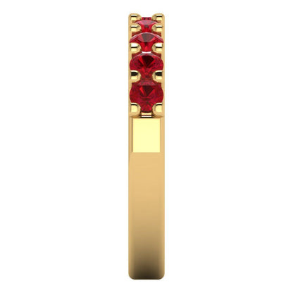 0.63 cttw Simulated Ruby Round Cut Yellow Gold Eternity Wedding Band