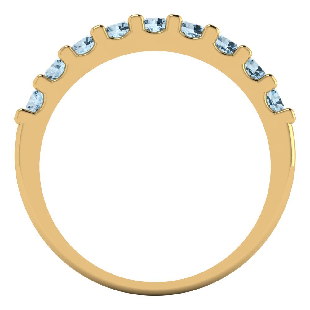0.63 cttw Natural Swiss Blue Topaz Round Cut Yellow Gold Eternity Wedding Band
