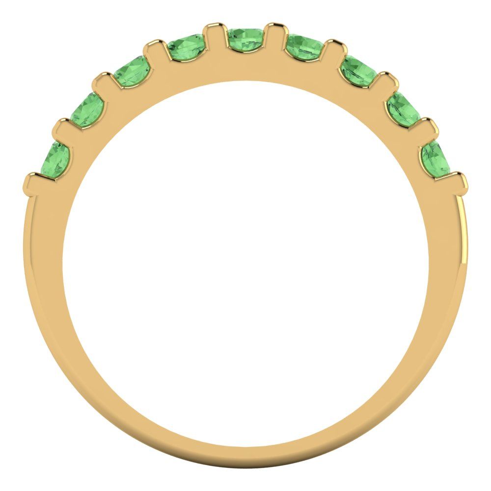 0.63 cttw Simulated Green Diamond Round Cut Yellow Gold Eternity Wedding Band