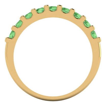 0.63 cttw Simulated Green Diamond Round Cut Yellow Gold Eternity Wedding Band