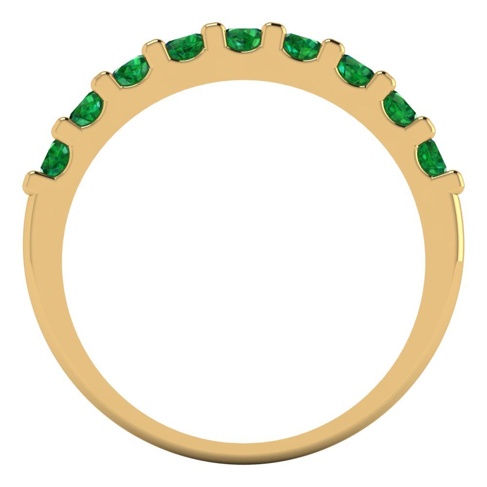 0.63 cttw Simulated Emerald Round Cut Yellow Gold Eternity Wedding Band