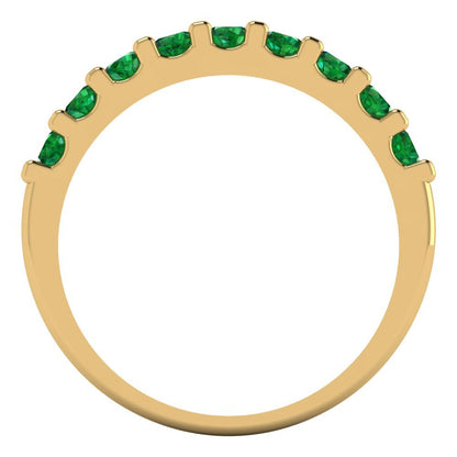 0.63 cttw Simulated Emerald Round Cut Yellow Gold Eternity Wedding Band