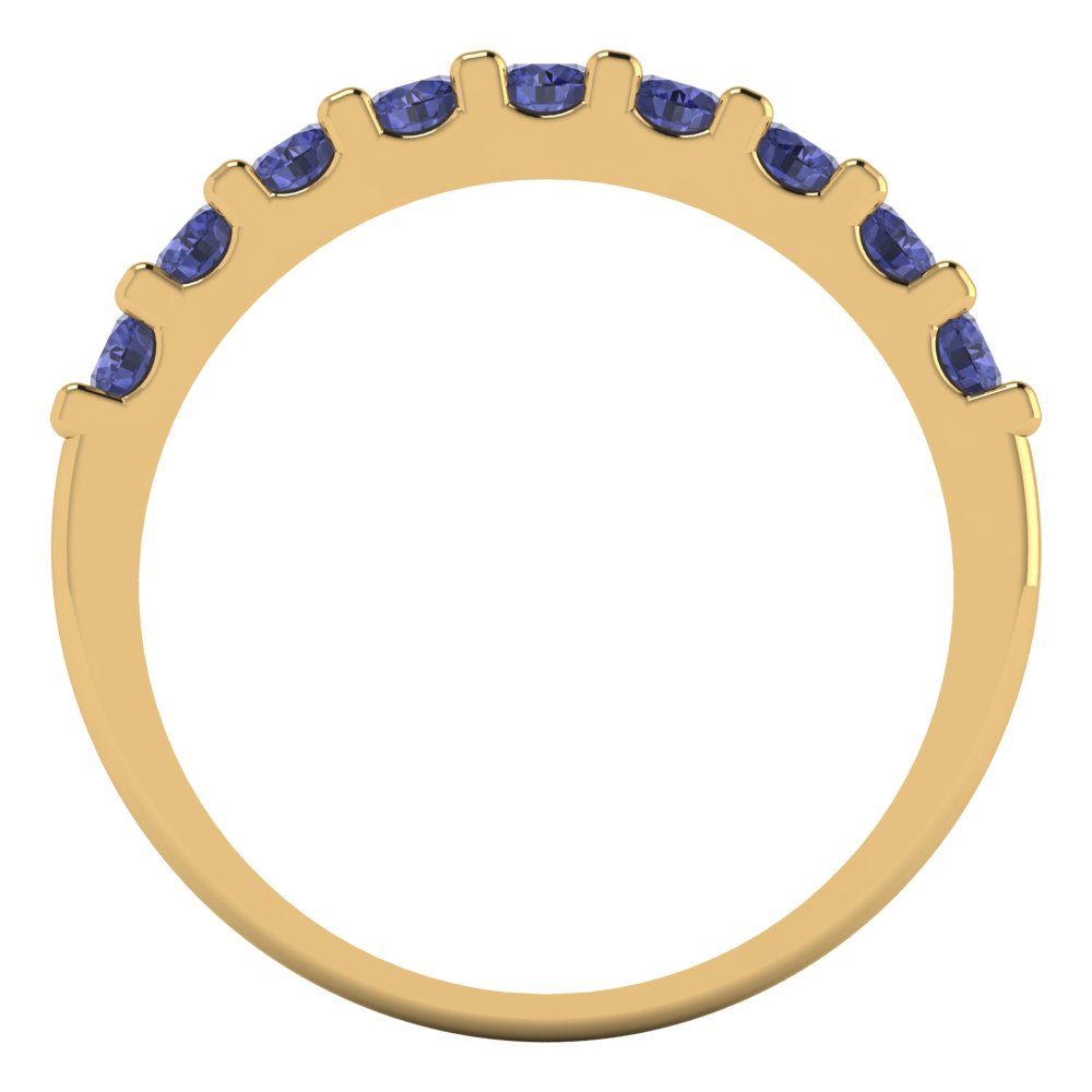 0.63 cttw Simulated Tanzanite Round Cut Yellow Gold Eternity Wedding Band