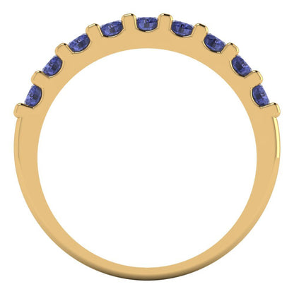 0.63 cttw Simulated Tanzanite Round Cut Yellow Gold Eternity Wedding Band