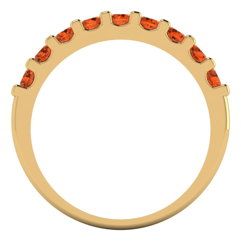 0.63 cttw Simulated Red Diamond Round Cut Yellow Gold Eternity Wedding Band