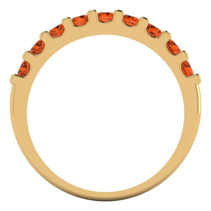 0.63 cttw Simulated Red Diamond Round Cut Yellow Gold Eternity Wedding Band