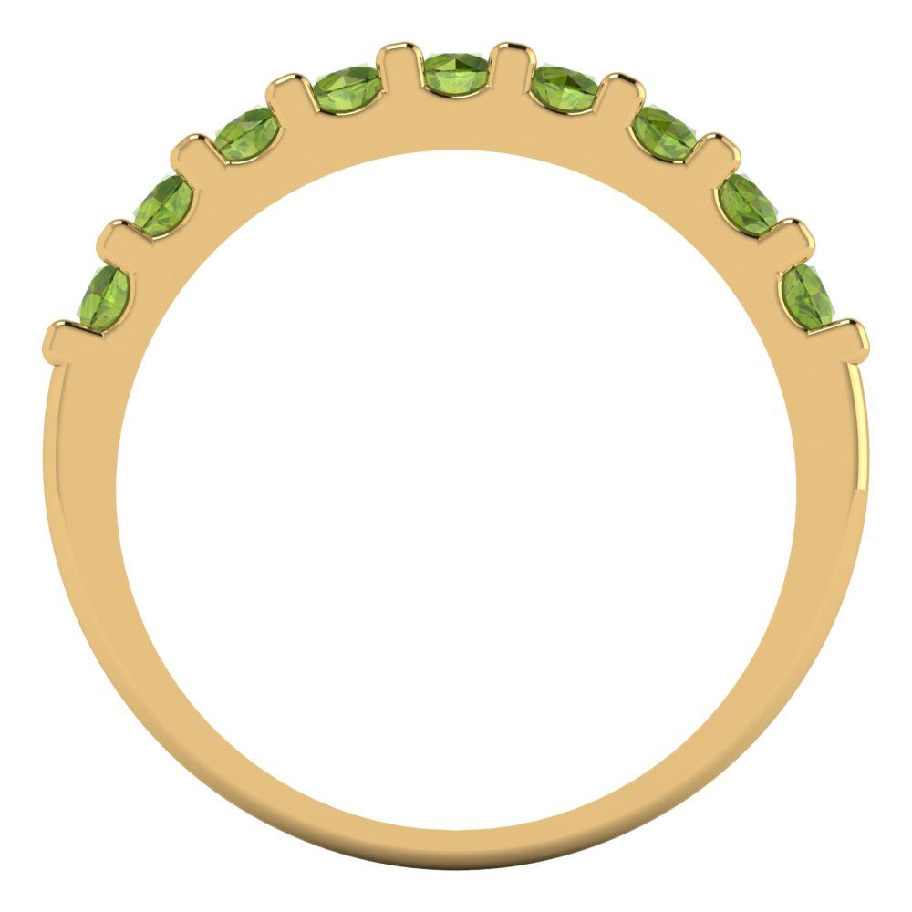 0.63 cttw Natural Peridot Round Cut Yellow Gold Eternity Wedding Band