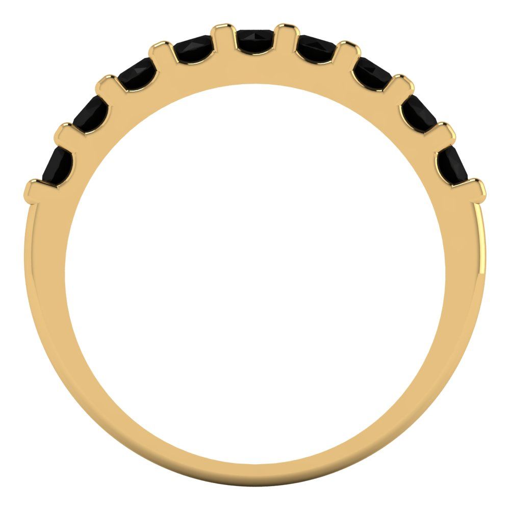0.63 cttw Natural Onyx Round Cut Yellow Gold Eternity Wedding Band