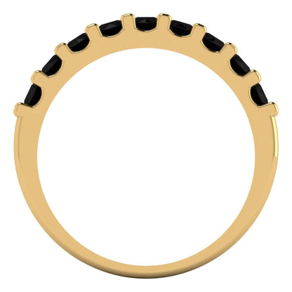 0.63 cttw Natural Onyx Round Cut Yellow Gold Eternity Wedding Band