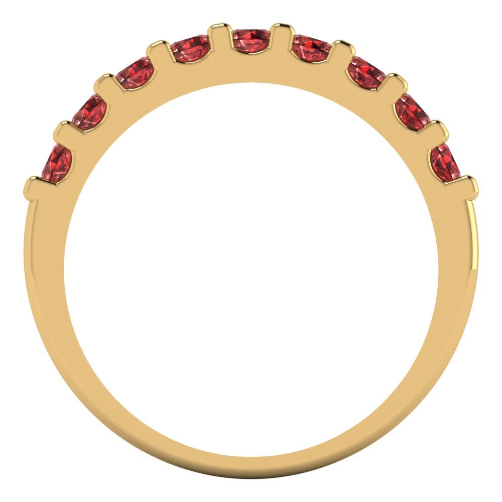 0.63 cttw Natural Garnet Round Cut Yellow Gold Eternity Wedding Band