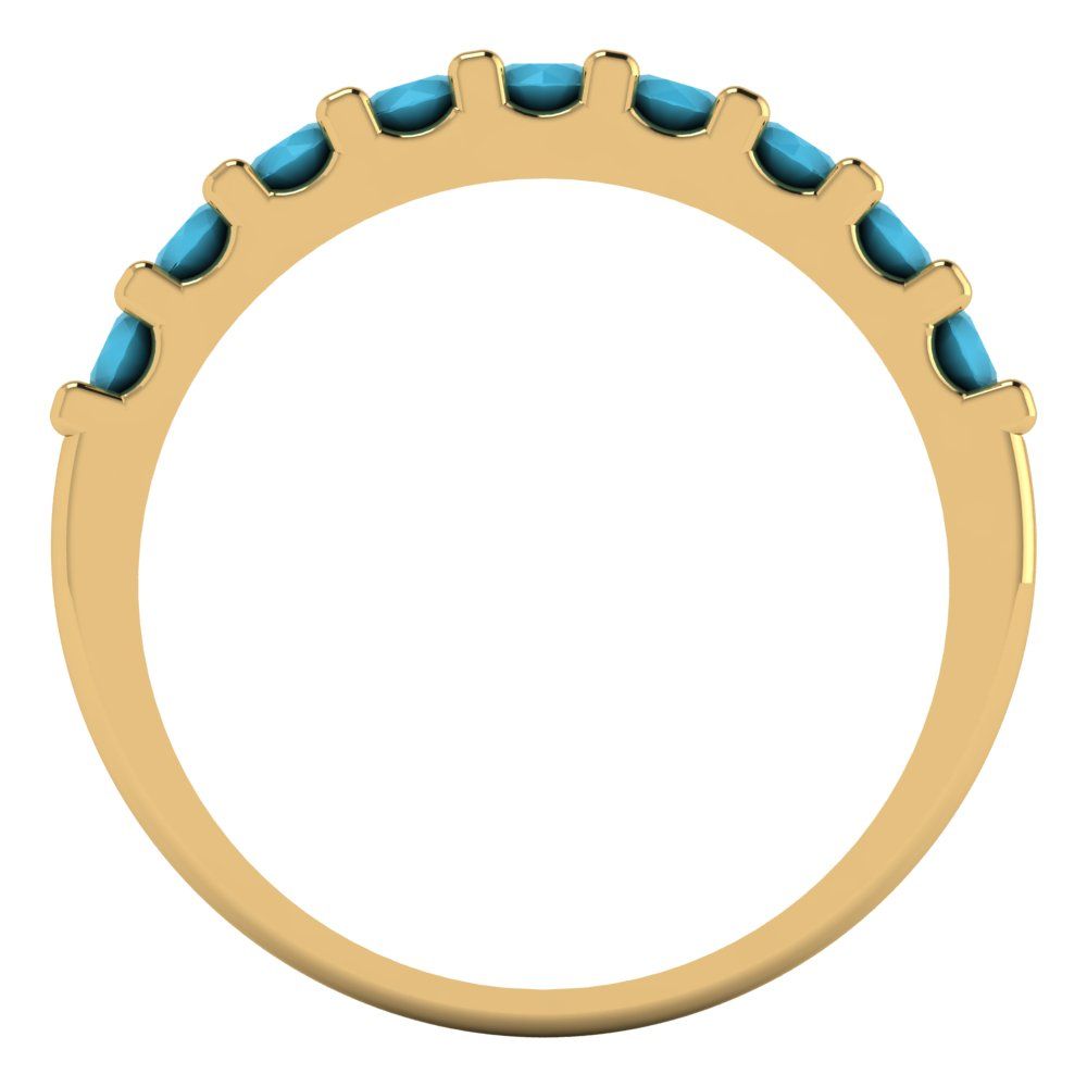 0.63 cttw Simulated Turquoise Round Cut Yellow Gold Eternity Wedding Band