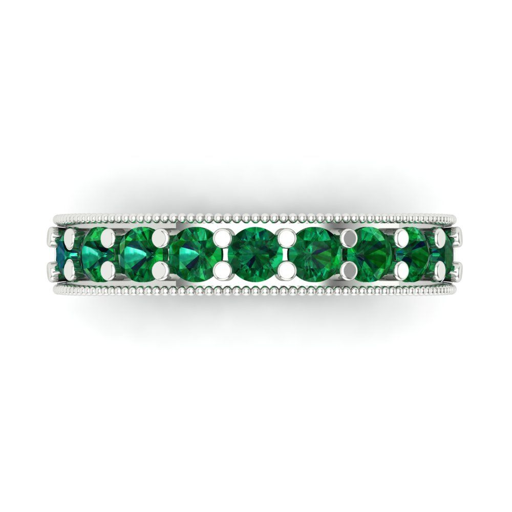 0.81 cttw Simulated Emerald Round Cut White Gold Eternity Wedding Band