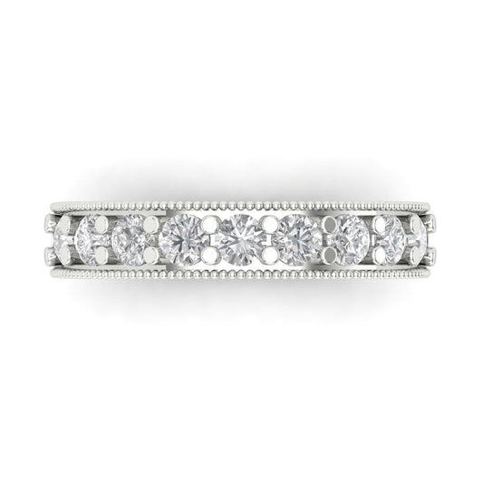 0.81 cttw White Sapphire Round Cut White Gold Eternity Wedding Band