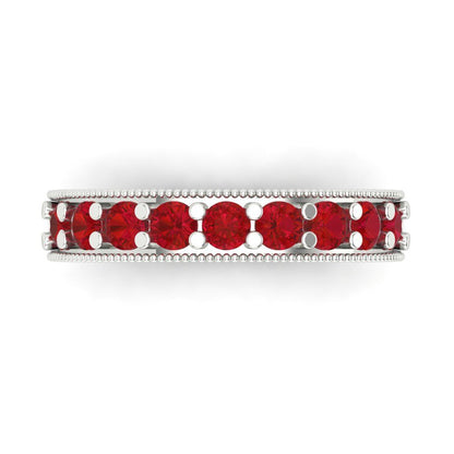 0.81 cttw Simulated Ruby Round Cut White Gold Eternity Wedding Band