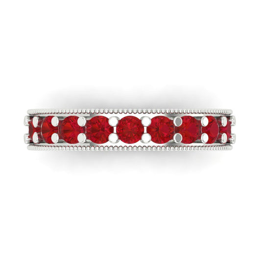 0.81 cttw Simulated Ruby Round Cut White Gold Eternity Wedding Band