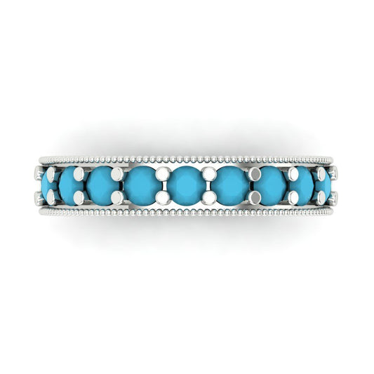 0.81 cttw Simulated Turquoise Round Cut White Gold Eternity Wedding Band