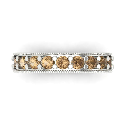0.81 cttw Simulated Champagne Diamond Round Cut White Gold Eternity Wedding Band