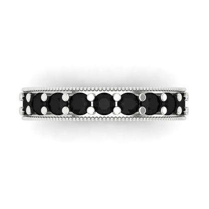 0.81 cttw Natural Onyx Round Cut White Gold Eternity Wedding Band