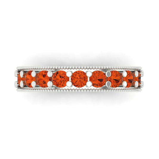 0.81 cttw Simulated Red Diamond Round Cut White Gold Eternity Wedding Band