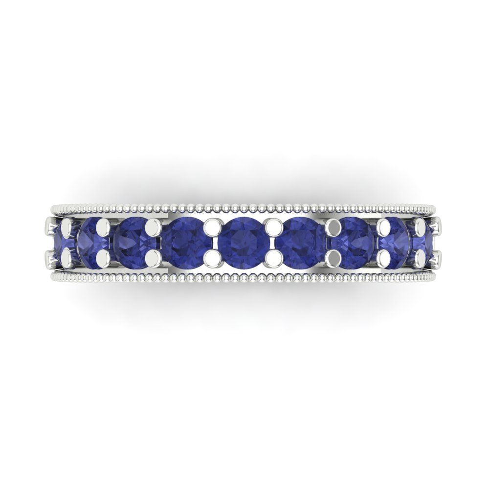 0.81 cttw Simulated Tanzanite Round Cut White Gold Eternity Wedding Band