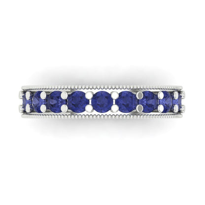 0.81 cttw Simulated Tanzanite Round Cut White Gold Eternity Wedding Band