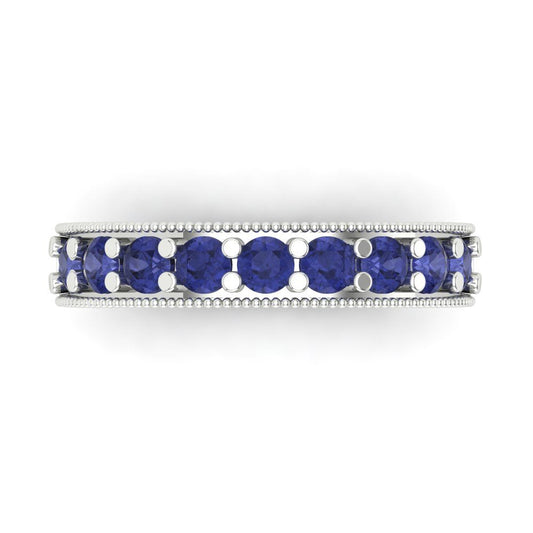 0.81 cttw Simulated Tanzanite Round Cut White Gold Eternity Wedding Band