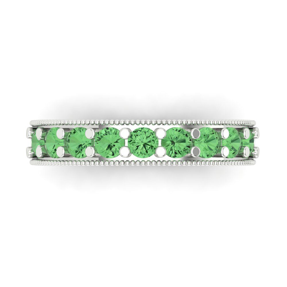 0.81 cttw Simulated Green Diamond Round Cut White Gold Eternity Wedding Band