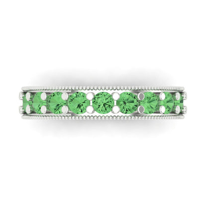0.81 cttw Simulated Green Diamond Round Cut White Gold Eternity Wedding Band