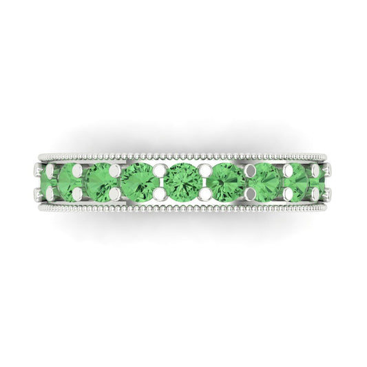 0.81 cttw Simulated Green Diamond Round Cut White Gold Eternity Wedding Band