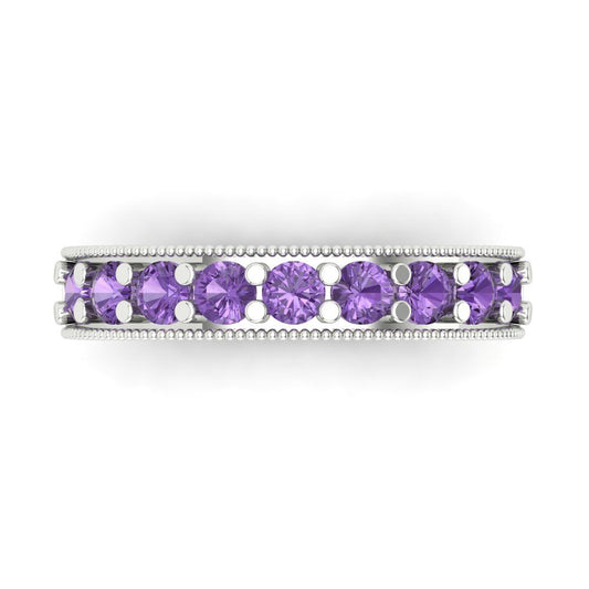 0.81 cttw Simulated Alexandrite Round Cut White Gold Eternity Wedding Band