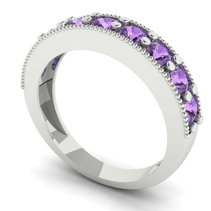 0.81 cttw Simulated Alexandrite Round Cut White Gold Eternity Wedding Band