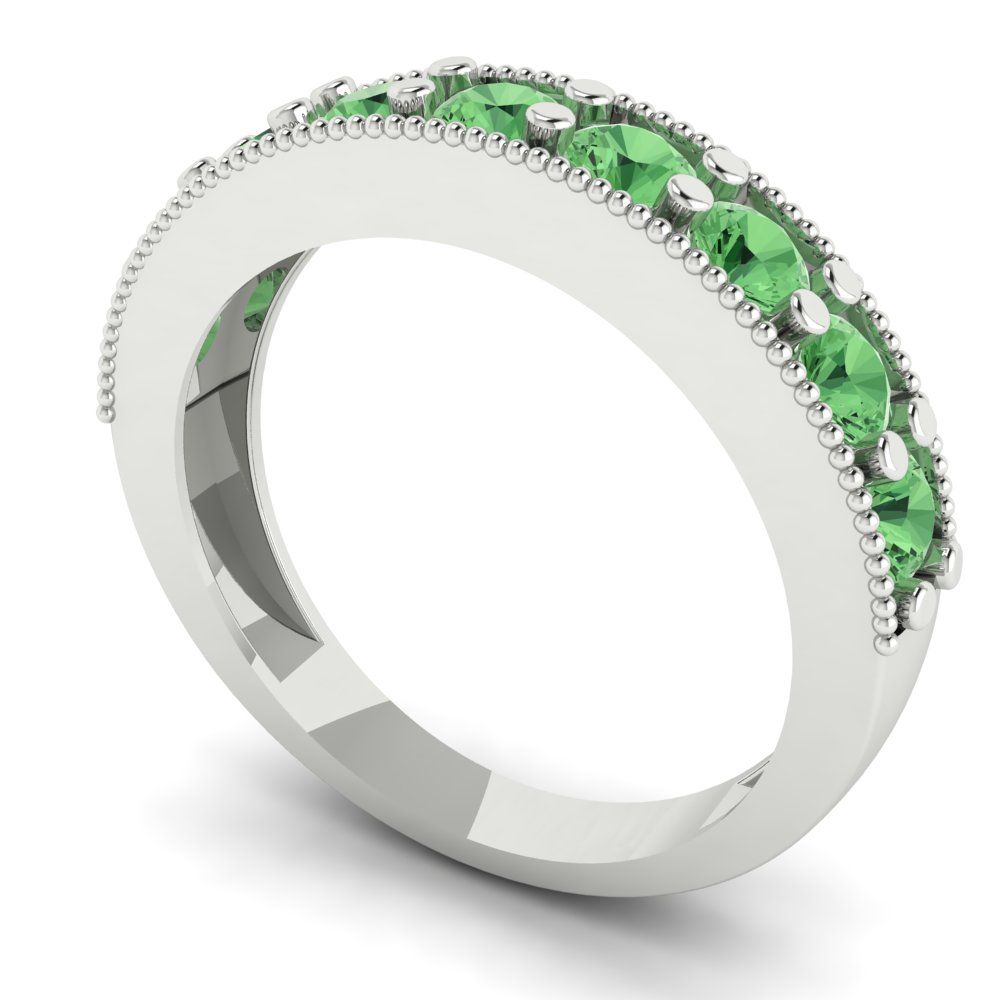 0.81 cttw Simulated Green Diamond Round Cut White Gold Eternity Wedding Band
