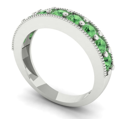 0.81 cttw Simulated Green Diamond Round Cut White Gold Eternity Wedding Band