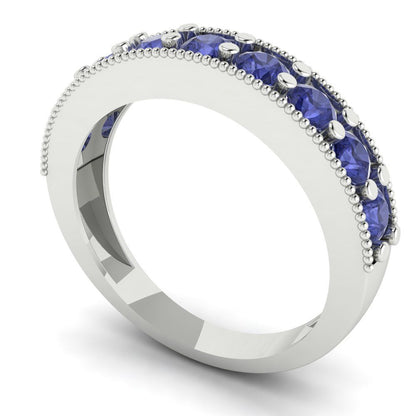 0.81 cttw Simulated Tanzanite Round Cut White Gold Eternity Wedding Band